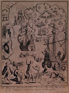 Christophe Colomb découvrant les îles de Margarita et Cubagua où ils ont trouvé de nombreuses perles - Spanish School